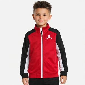 Air Jordan Boys Track Jacket – Size 7 (kids) – Red/Black/White. Zip Up Jacket